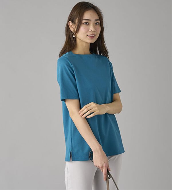 BELLUNA（ベルーナ）の「艶やか綿１００％シンプルプルオーバー（カットソー）」｜詳細画像