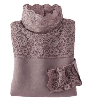 BELLUNA（ベルーナ）の「レース使い吸湿発熱プルオーバー（カットソー）」｜ローズグレー