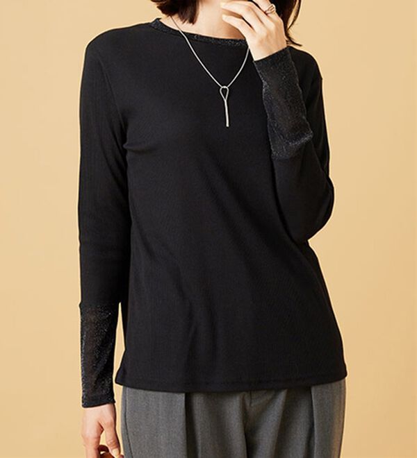 BELLUNA（ベルーナ）の「衿＆袖ラメチュール切替プルオーバー（カットソー）」｜詳細画像