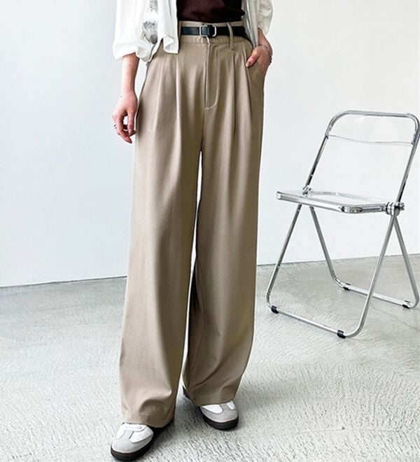 GeeRA（ジーラ）の「着心地抜群！ハイウエストダブルタックワイドパンツ（フルレングスパンツ）」｜詳細画像