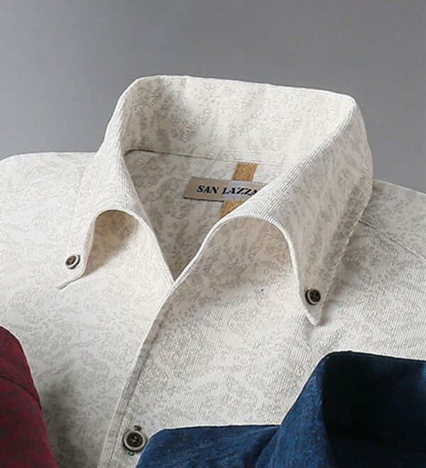 「綿１００％ソフトコーデュロイシャツ（メンズシャツ）」｜ホワイト