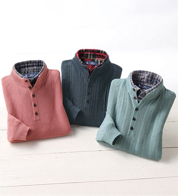 「【３枚組】楽々お洒落見えダブル衿セーター（メンズシャツ）」｜3枚組