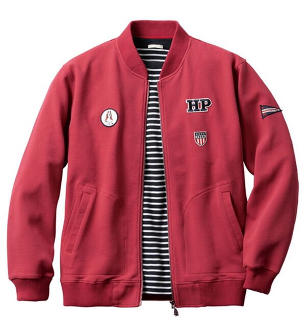 「＜ハッシュパピー＞着回し便利なニットブルゾン（メンズブルゾン）」｜レッド