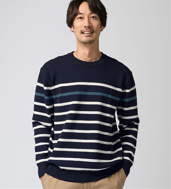 REMEN'S（リメンズ）の「【洗える】やわらかタッチボーダークルーネックセーター（メンズニット・セーター）」｜詳細画像