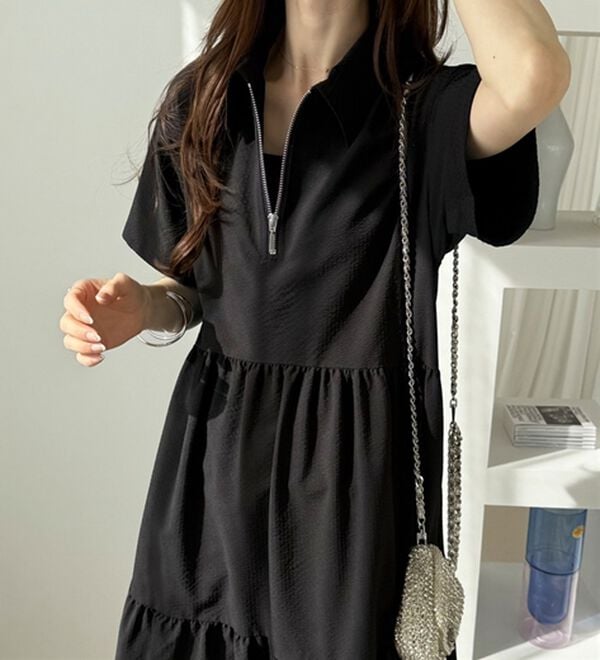 GeeRA（ジーラ）の「サッカーティアードハーフジップワンピース（その他ワンピース）」｜詳細画像