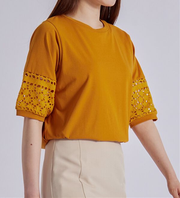 BELLUNA（ベルーナ）の「袖レース切替デザインプルオーバー（カットソー）」｜詳細画像