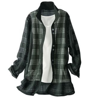 BELLUNA（ベルーナ）の「夏のお出かけにこれ一枚！シアーチェック素材ジャケット（その他ジャケット）」｜黒