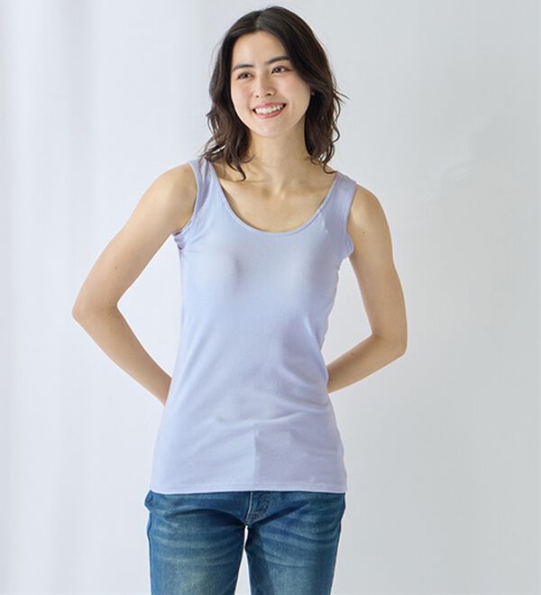 LAVIENNE（ラヴィエンヌ）の「【汗かきさん必見！】涼感サラッと快適汗取りカップ付タンクトップインナー＜さらりラボ＞（肌着・インナーウェア）」｜詳細画像