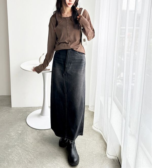 GeeRA（ジーラ）の「前後２ＷＡＹシアースラブヘンリーネックカットソー（カットソー）」｜詳細画像