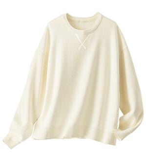 BELLUNA（ベルーナ）の「《ＨｕｇＲｅａｍコットン》やわ編ゆったりニットプルオーバー（ニット・セーター）」｜アイボリー