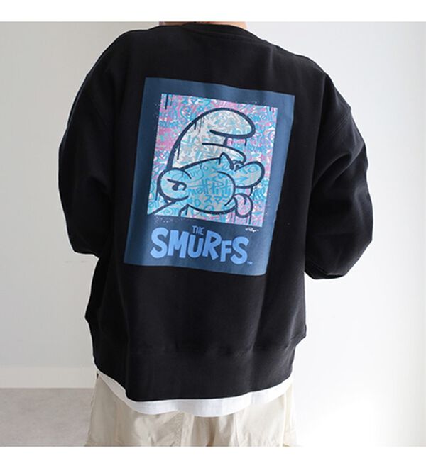 GeeRA（ジーラ）の「【スマーフ】コラボプリントスウェット（メンズカットソー）」｜詳細画像