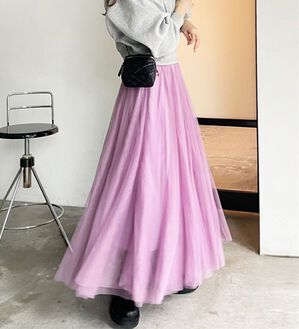 GeeRA（ジーラ）の「フレアーチュールロングスカート（ロングスカート）」｜スモーキーパープル