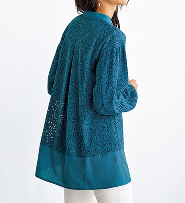 BELLUNA（ベルーナ）の「モダンレース切替デザインシャツチュニック（チュニック）」｜詳細画像