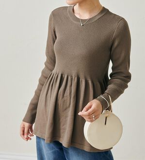 RANAN（ラナン）の「リブ切替ペプラムニット（ニット・セーター）」｜モカ