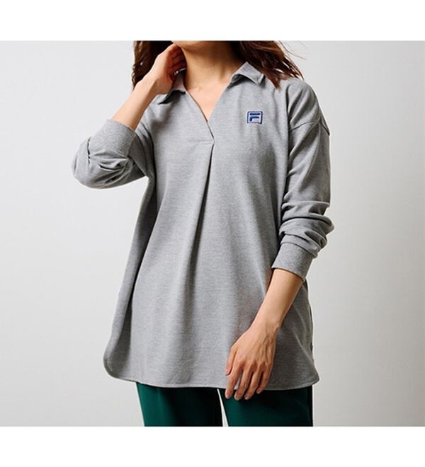 RANAN（ラナン）の「＜ＦＩＬＡ＞鹿の子チュニック長袖ポロシャツ（カットソー）」｜詳細画像