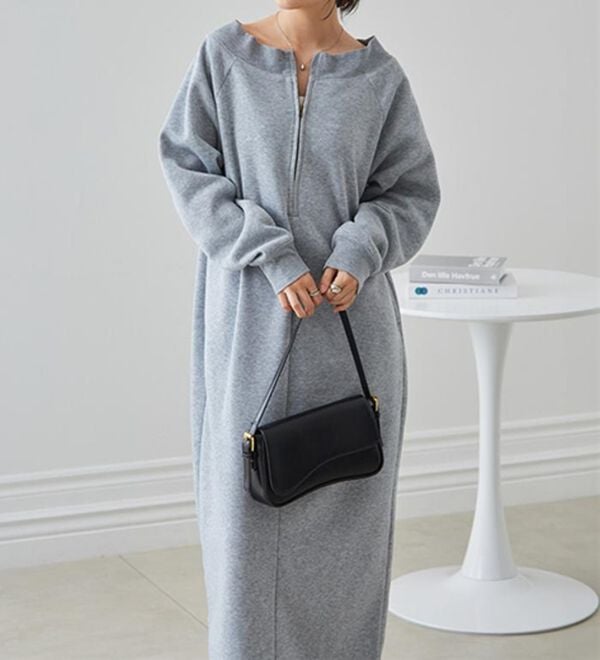 RANAN（ラナン）の「裏起毛ハーフジップワンピース（ロングワンピース）」｜詳細画像