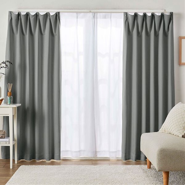 nana　レース付・1級遮光　アイスグレー　100㎝×200㎝ 2セット 8日間限定価格】1・2級遮光＆断熱保温＆UV見えにくいレース付