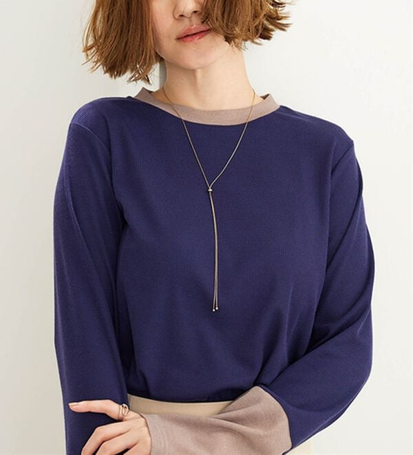 BELLUNA（ベルーナ）の「配色リブ素材クルーネックプルオーバー（カットソー）」｜詳細画像