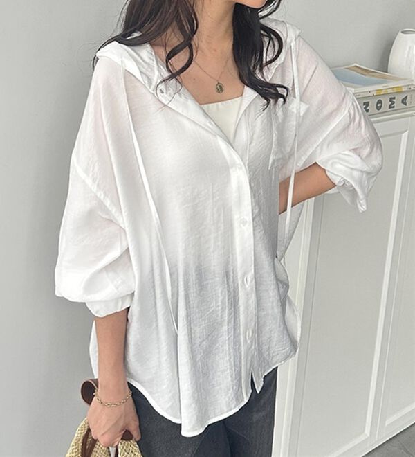 GeeRA（ジーラ）の「羽織にも◎フード付きオーバーサイズシャツ（シャツ）」｜詳細画像