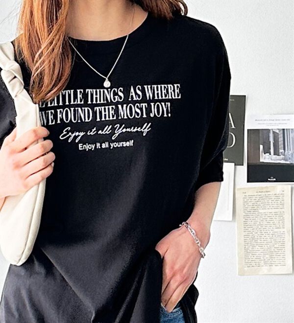 GeeRA（ジーラ）の「プリントチュニックＴシャツ（カットソー）」｜シンプルロゴブラック