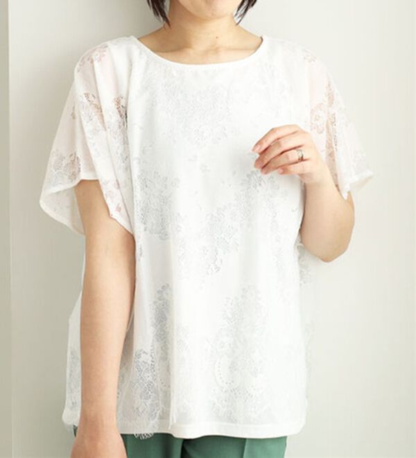 BELLUNA（ベルーナ）の「ラッセルレースバックシャンプルオーバー（カットソー）」｜オフ白