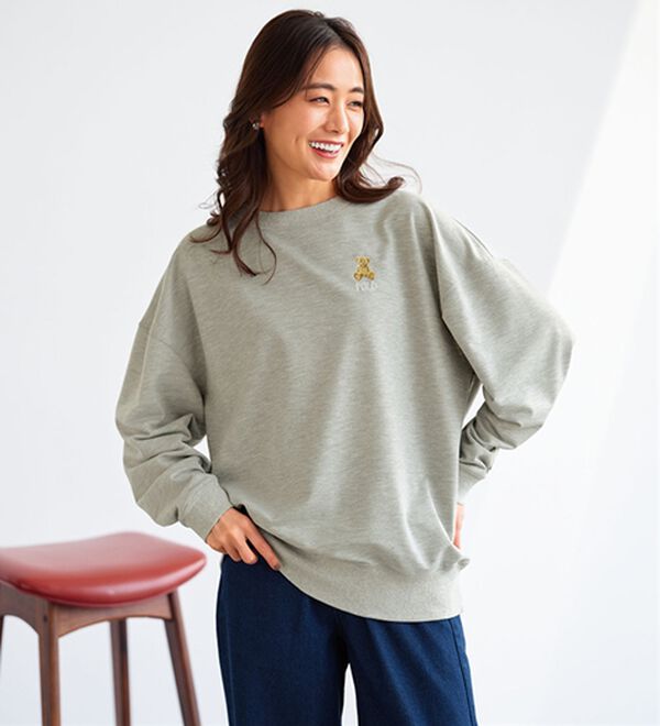 BELLUNA（ベルーナ）の「【ＰＯＬＯ　ＢＣＳ】ミニ裏毛素材ゆるトレーナー（トレーナー・スウェット）」｜杢グレー
