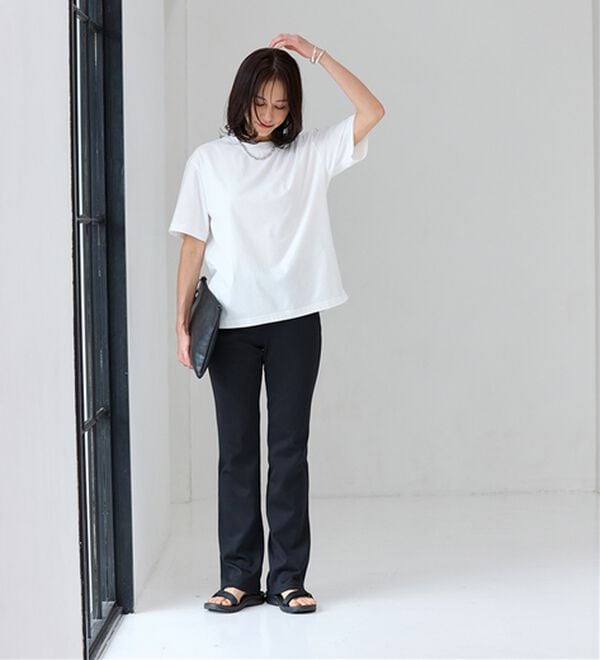 BELLUNA（ベルーナ）の「【汗ジミ対策◎】＜エアリーアイスコットン＞オーバーサイズＴシャツ【選べる袖丈】（カットソー）」｜詳細画像