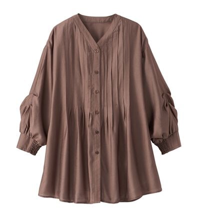 BELLUNA（ベルーナ）の「サテン調ピンタックシャツチュニック（チュニック）」