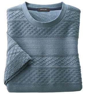 「綿１００％アイスジャカードＴシャツ（メンズＴシャツ）」｜ブルー