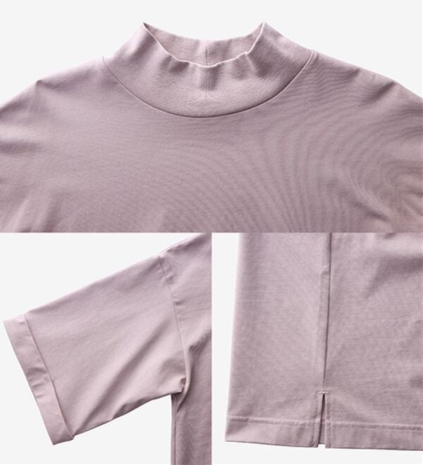 BELLUNA（ベルーナ）の「小顔見せ！ヒンヤリハイネックオーバーサイズＴシャツ（Tシャツ）」｜詳細画像