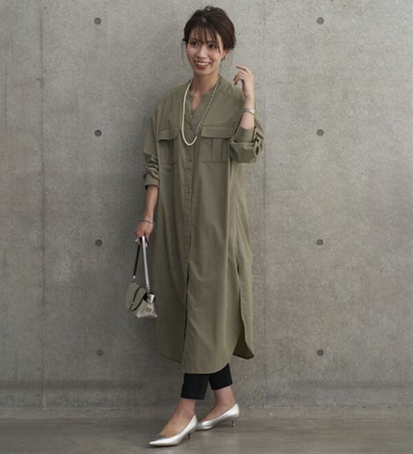 BELLUNA（ベルーナ）の「胸ポケット付キーネックシャツワンピース（チュニック）」｜詳細画像