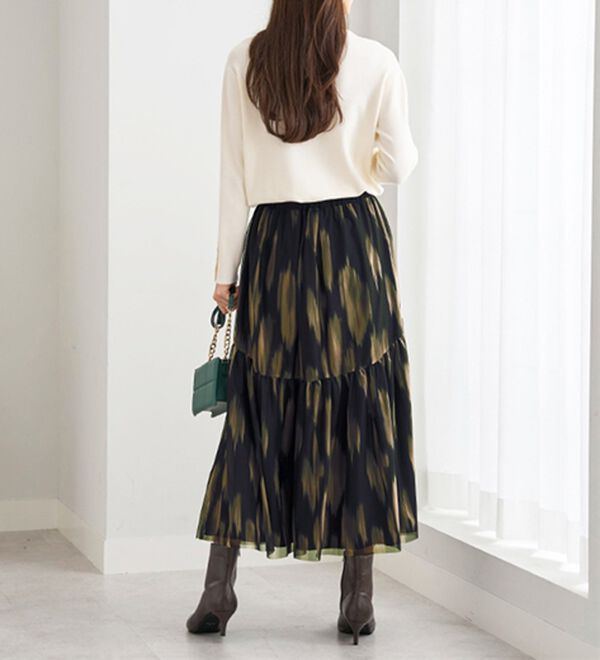 BELLUNA（ベルーナ）の「２倍の着こなし！チュールプリントスカート（ロングスカート）」｜詳細画像