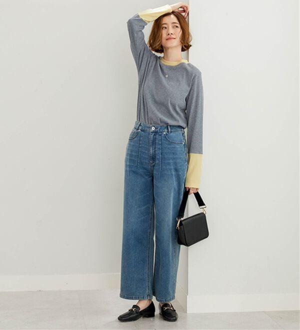 BELLUNA（ベルーナ）の「配色リブ素材クルーネックプルオーバー（カットソー）」｜詳細画像
