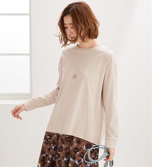 BELLUNA（ベルーナ）の「綿１００％大人顔サマ見え裾タックデザインプルオーバー（カットソー）」｜トープ