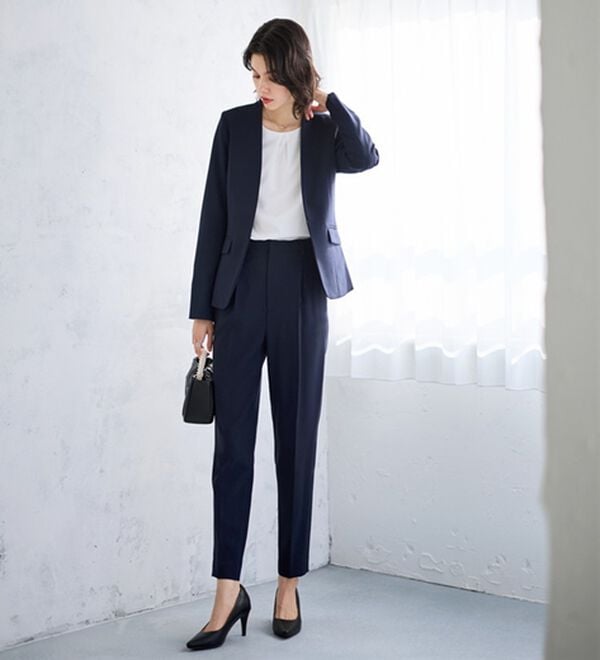 2点セット】選べるボトム！洗えて型くずれしないノーカラージャケット