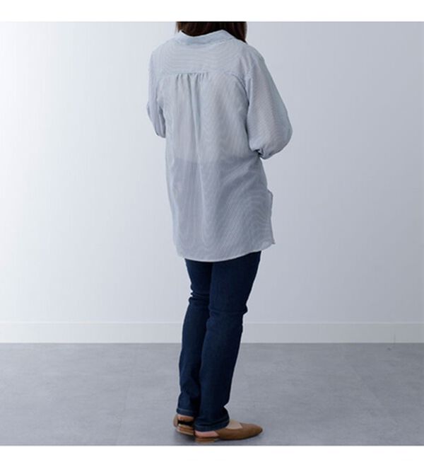 BELLUNA（ベルーナ）の「シアーストライプ素材シャツチュニック（シャツ）」｜詳細画像