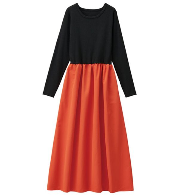 RANAN（ラナン）の「ニットドッキングワンピース（ドッキングワンピース）」｜ブラック／オレンジレッド