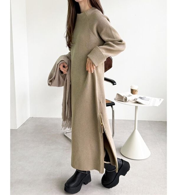 GeeRA（ジーラ）の「裾ファスナースリットニットワンピース（ニットワンピース）」｜詳細画像