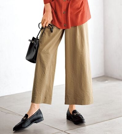 BELLUNA（ベルーナ）の「サラもち！快適ビンテージ調素材ワイドパンツ（ワイドパンツ・ガウチョ）」