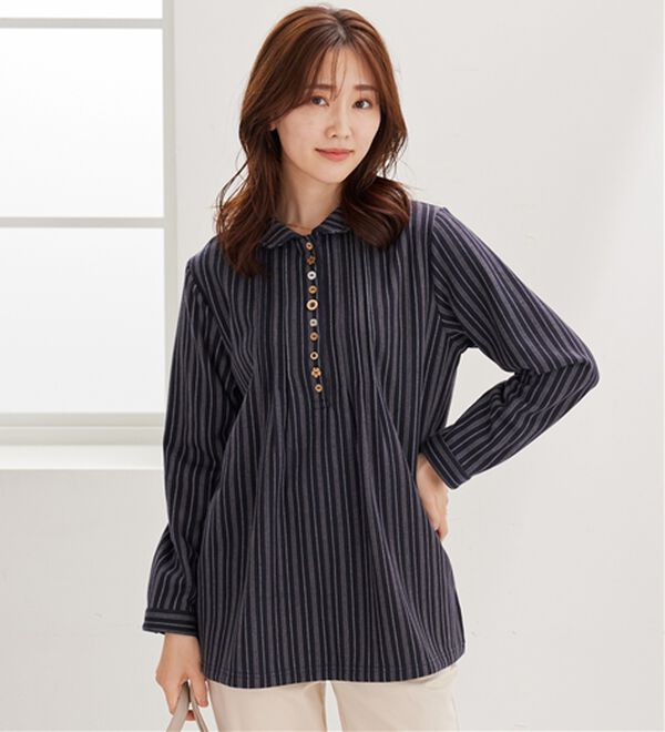 BELLUNA（ベルーナ）の「【ふわふわ裏ファー】パチパチしにくい裏ファーオーバーブラウス（ブラウス）」｜詳細画像