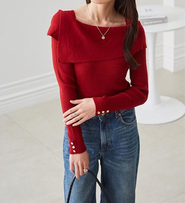 RANAN（ラナン）の「アシメオフショルリブニット（ニット・セーター）」｜詳細画像