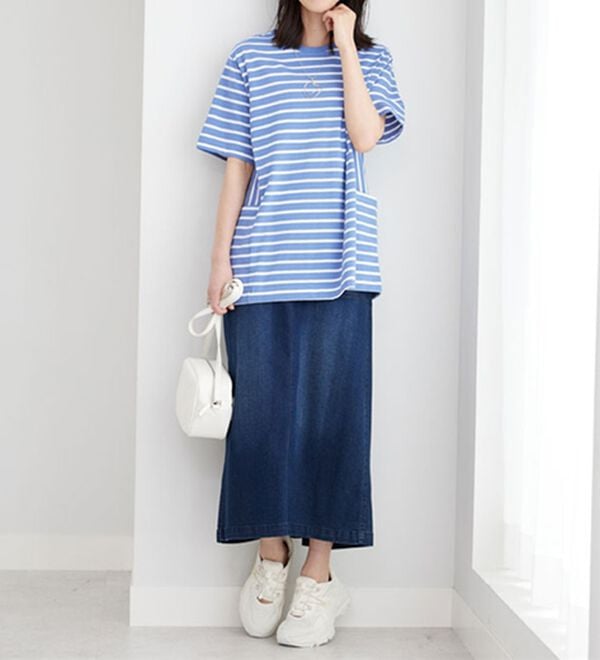 BELLUNA（ベルーナ）の「サイドポケット使いボーダー柄チュニック（チュニック）」｜詳細画像