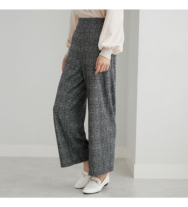 BELLUNA（ベルーナ）の「ぐんぐん伸びてラク！ジャカードワイドパンツ（ワイドパンツ・ガウチョ）」｜詳細画像