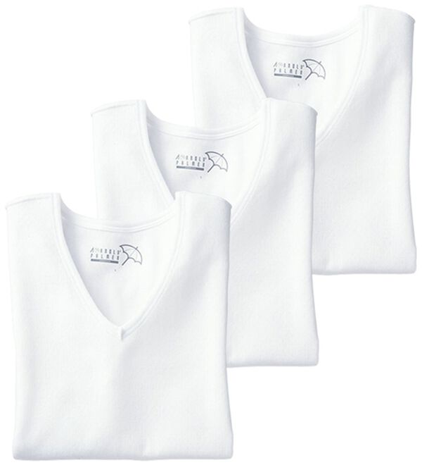 「＜アーノルド　パーマー＞至福の着心地柔らかガーゼインナー（メンズ肌着・インナーウェア）」｜ホワイト3枚組 長袖V首