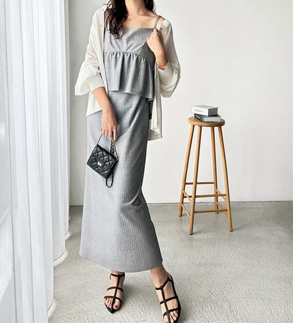 GeeRA（ジーラ）の「楽ちん！ペプラムキャミワンピース（カットソーワンピース）」｜詳細画像