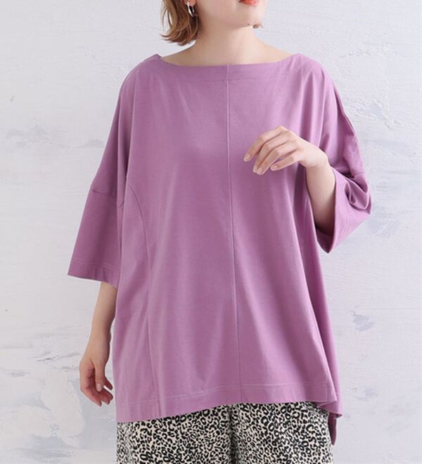 A HAPPY MARILYN（アハッピーマリリン）の「【視覚効果で細魅せシリーズ】ゆったりシルエット プルオーバー（カットソー）」｜スモークラベンダー