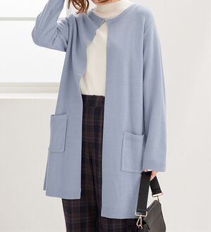 BELLUNA（ベルーナ）の「嬉しい機能付！ミラノリブカーディガン（ニットカーディガン）」｜サックス