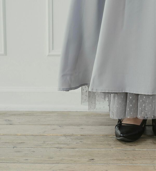 BELLUNA（ベルーナ）の「ドット柄チュールリバーシブルスカート（ロングスカート）」｜詳細画像