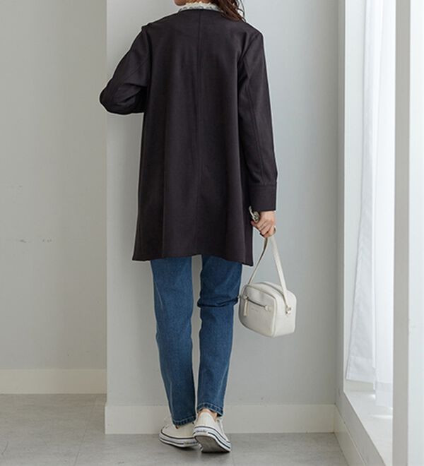 BELLUNA（ベルーナ）の「スエード調ノーカラーロング丈ジャケット（ノーカラージャケット）」｜詳細画像