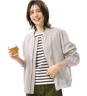 ルフラン（ルフラン）の「軽量ダブルガーゼブルゾン（ブルゾン）」｜ライトグレー ショート丈